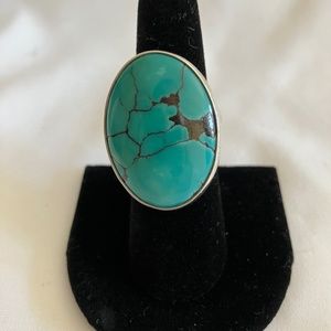 Charles Albert Sterling Silver Turquoise Ring Size 7
